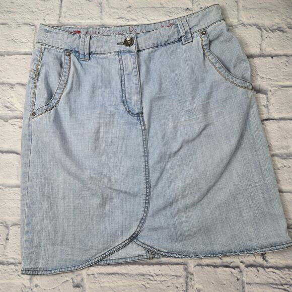 Blue Willi's Denim Skirt A Life More Pleasant Ice Blue Light Wash size 42 (12US) - Picture 1 of 13